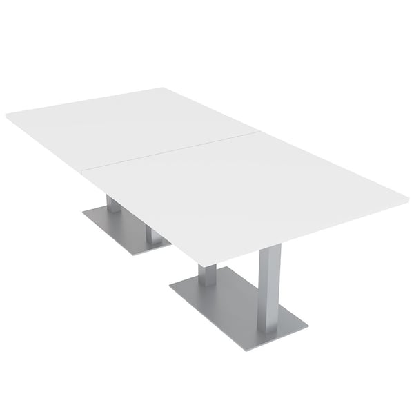 45 in W, 96 in L, 29 in H, Engineered Wood Top, White